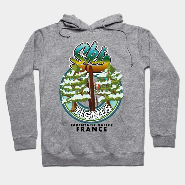 Ski Tignes France, Tarentaise Valley ski Hoodie by nickemporium1